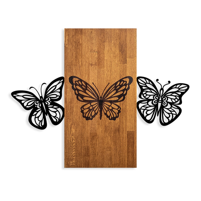 Decoratiune de Perete din Lemn Asi Home Butterflies 2, 74 x 58 cm