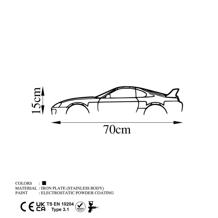 Decoratiune de Perete din Metal  Asi Home Toyota Supra Silhouette, 70 x 15 cm