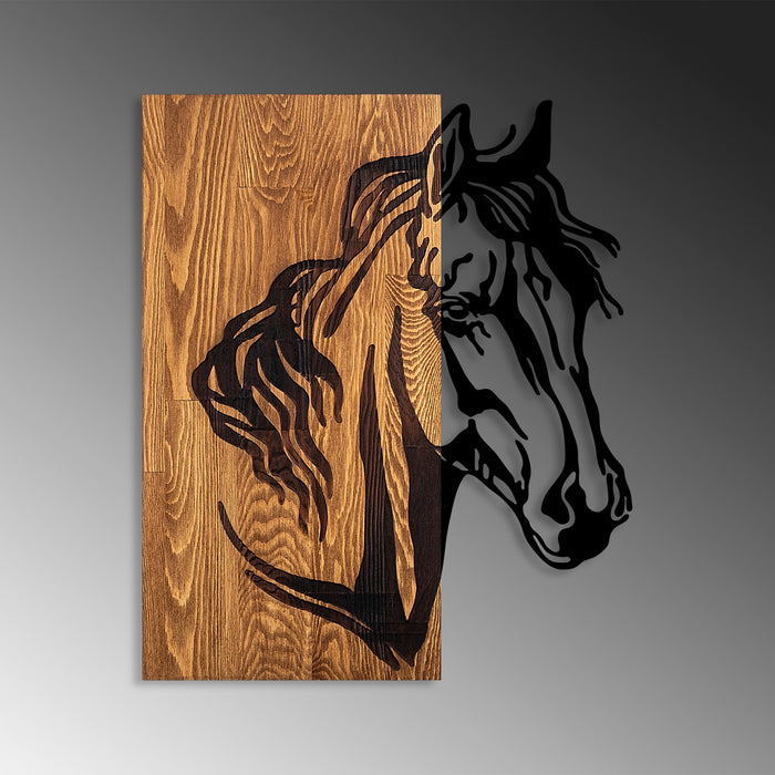 Decoratiune de Perete din Lemn Asi Home Horse 1, 48 x 57 cm