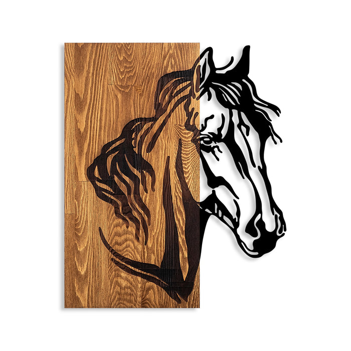 Decoratiune de Perete din Lemn Asi Home Horse 1, 48 x 57 cm