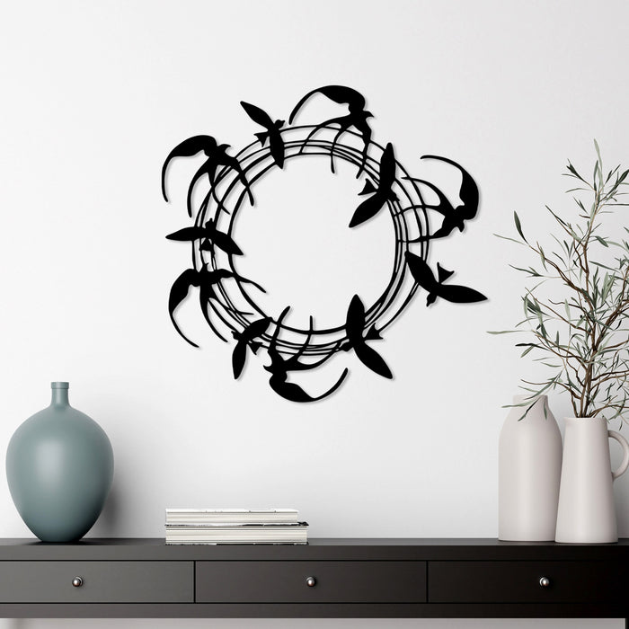 Decoratiune de Perete din Metal  Asi Home Spiral Birds 3, 57 x 55 cm