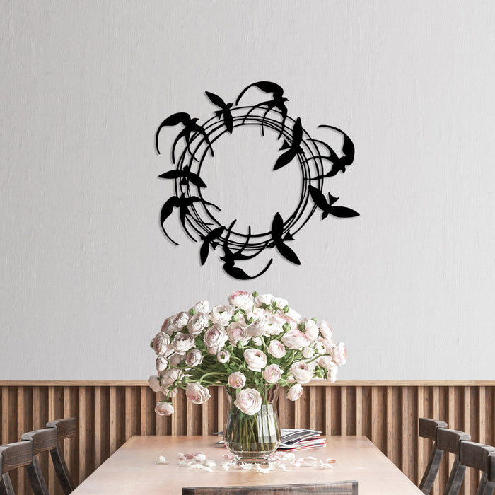 Decoratiune de Perete din Metal  Asi Home Spiral Birds 3, 57 x 55 cm