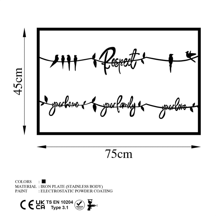 Decoratiune de Perete din Metal  Asi Home Respect
Your Home
Your Family
Your Love 2, 75 x 45 cm