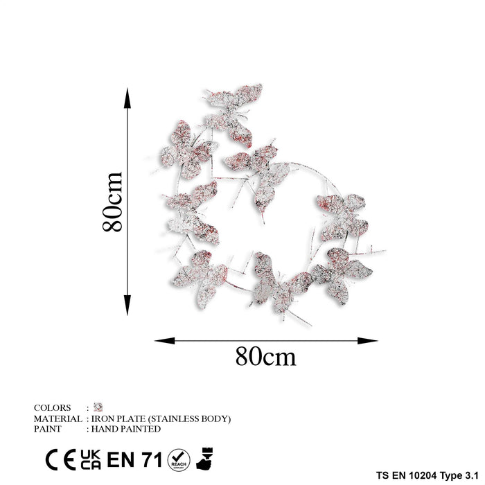 Decoratiune de Perete din Metal  Asi Home Butterflies - 1, 80cm x 80 cm