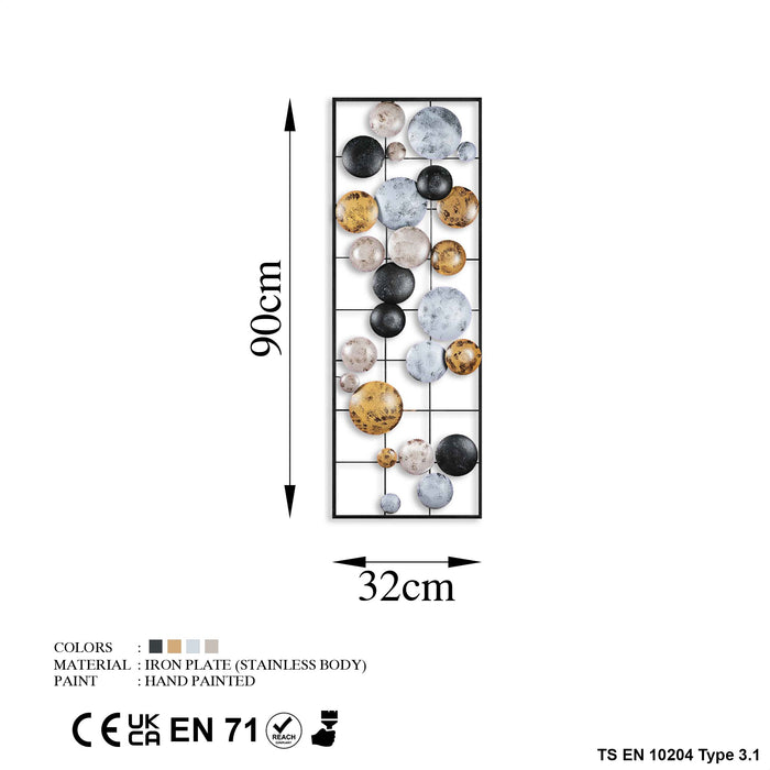 Decoratiune de Perete din Metal  Asi Home Camber - 2, 32cm x 90 cm