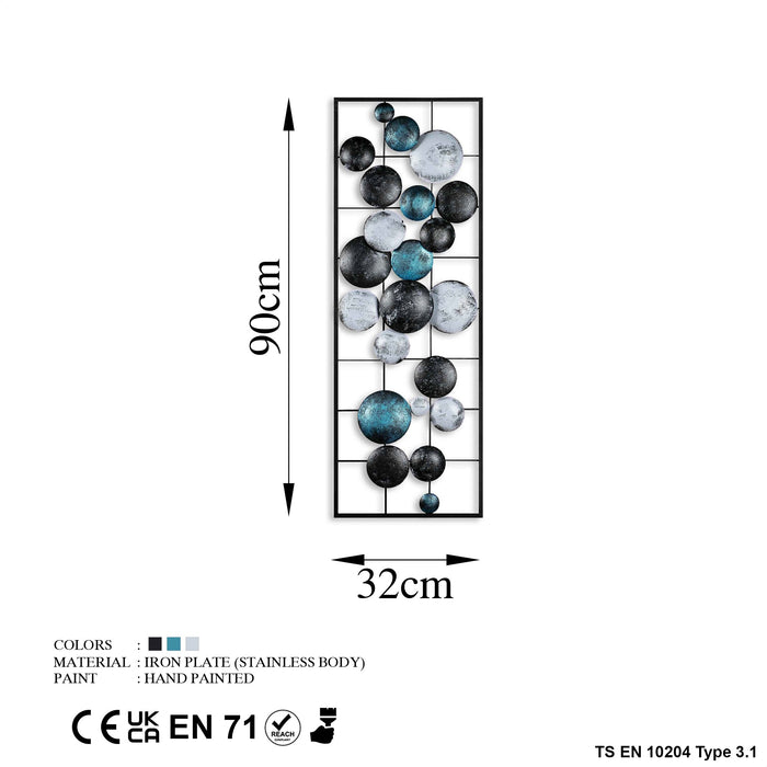 Decoratiune de Perete din Metal  Asi Home Camber - 4, 32cm x 90 cm