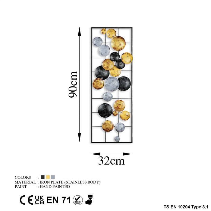 Decoratiune de Perete din Metal  Asi Home Camber - 7, 32cm x 90 cm