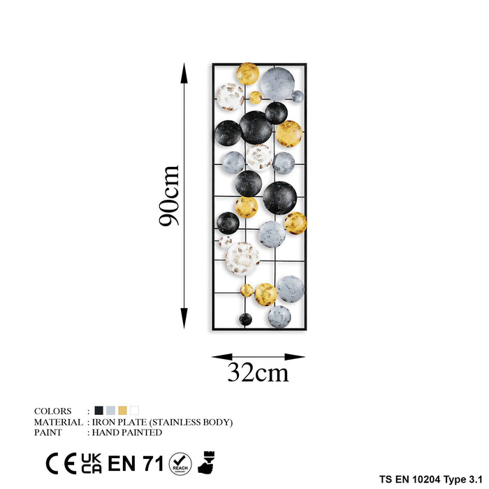 Decoratiune de Perete din Metal  Asi Home Camber - 8, 32cm x 90 cm