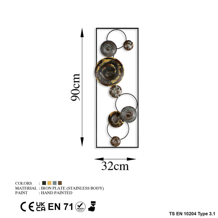 Decoratiune de Perete din Metal  Asi Home TextuRosu - 5, 32cm x 90 cm