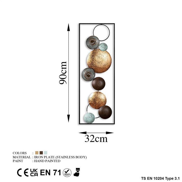 Decoratiune de Perete din Metal  Asi Home TextuRosu - 7, 32cm x 90 cm