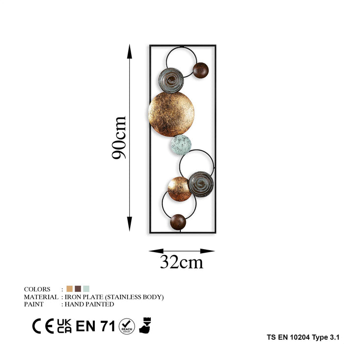 Decoratiune de Perete din Metal  Asi Home TextuRosu - 8, 32cm x 90 cm