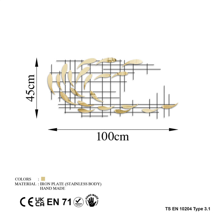 Decoratiune de Perete din Metal  Asi Home Sheen - 1, 100 cm x 45 cm