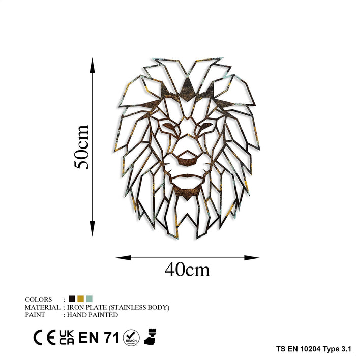 Decoratiune de Perete din Metal  Asi Home Lion - 3, 40 cm x 50 cm