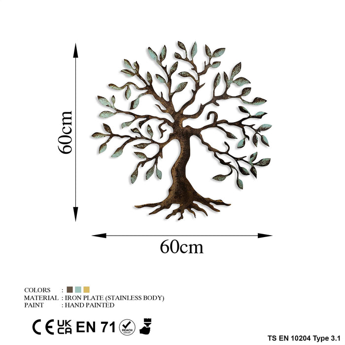 Decoratiune de Perete din Metal  Asi Home Tree - 1, 60 cm x 60 cm