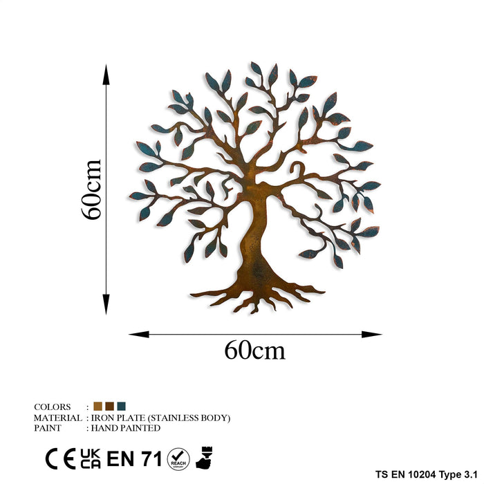 Decoratiune de Perete din Metal  Asi Home Tree - 2, 60 cm x 60 cm