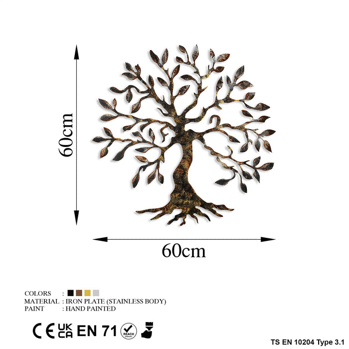 Decoratiune de Perete din Metal  Asi Home Tree - 3, 60 cm x 60 cm