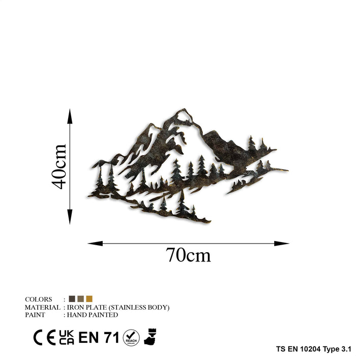 Decoratiune de Perete din Metal  Asi Home Mountain - 1, 70 cm x 40 cm