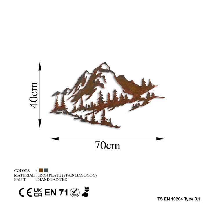 Decoratiune de Perete din Metal  Asi Home Mountain - 3, 70 cm x 40 cm