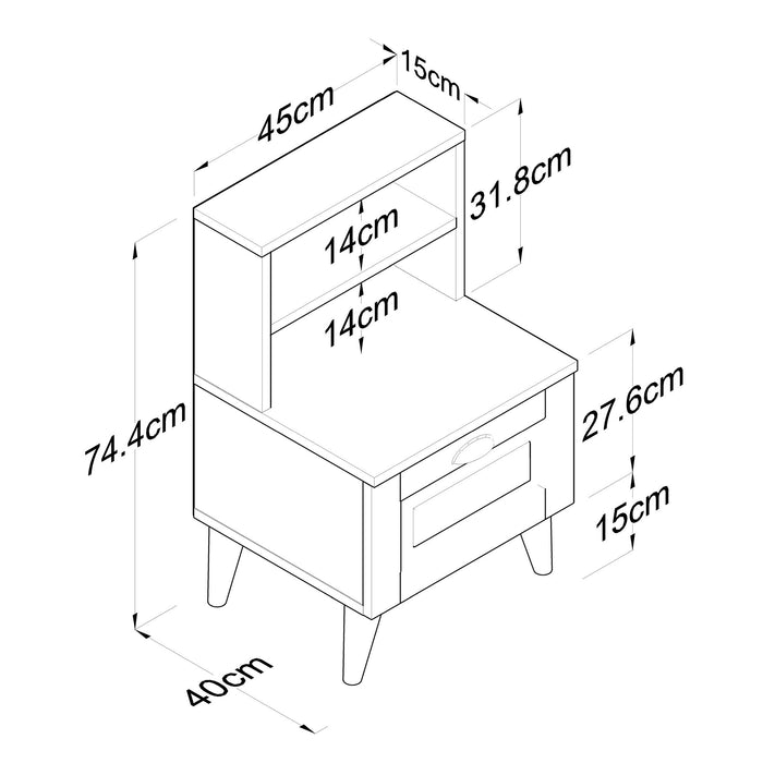 Noptiera Asi Home BD105 - 2785, Alb, 45 x74 x40cm