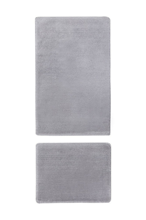 Set Covorase de baie, 2 Bucati,  Asi Home Light Grey, 40 x 60 | 50 x 80cm, Poliester, Light Gri