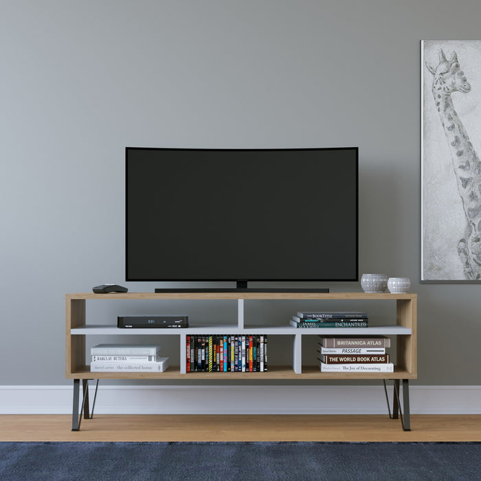 Comoda TV Asi Home Ebuda, 120 cm x 47 cm x 25 cm, Stejar,
Alb