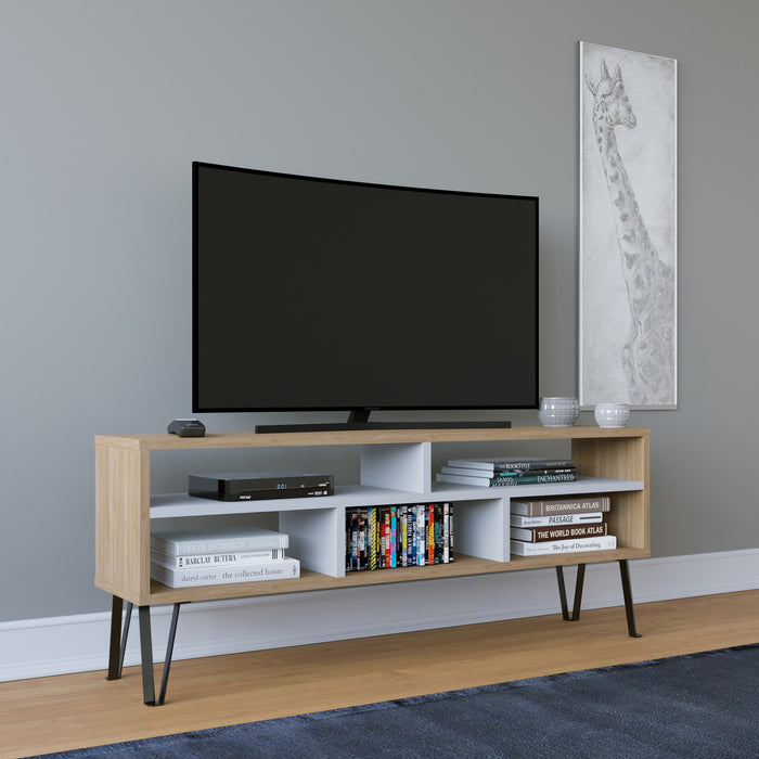 Comoda TV Asi Home Ebuda, 120 cm x 47 cm x 25 cm, Stejar,
Alb