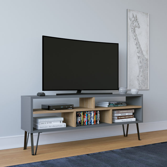 Comoda TV Asi Home Ebuda, 120 cm x 47 cm x 25 cm, Antracit,
Stejar