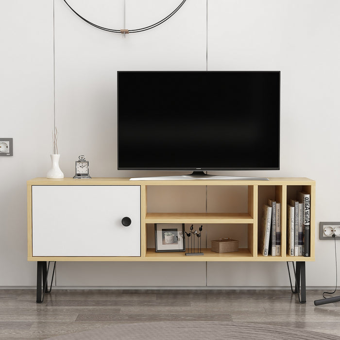 Comoda TV Asi Home Arven, 120 cm x 52 cm x 25 cm, Stejar,
Alb