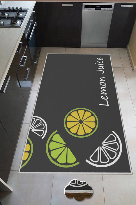 Covor Bucatarie Asi Home Lemon, 60 x 100cm, Poliester, Multicolor