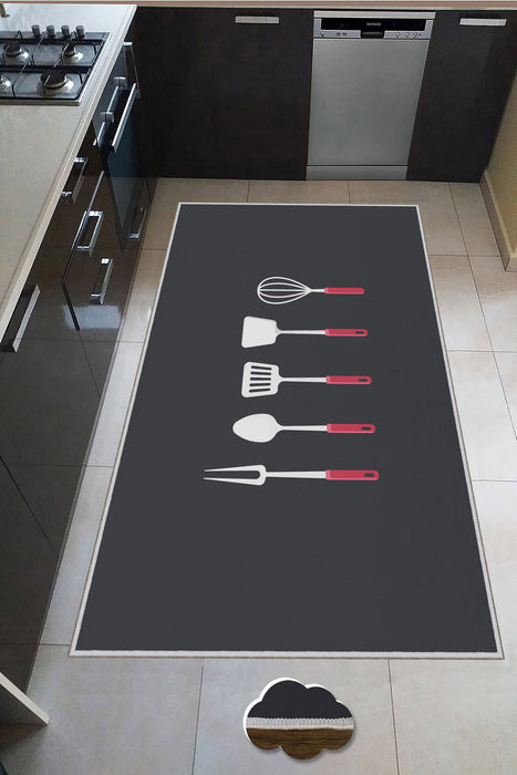 Covor Bucatarie Asi Home Utensils, 60 x 100cm, Poliester, Multicolor