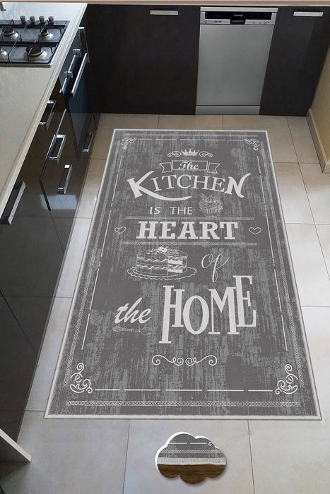 Covor Bucatarie Asi Home Texts Kitchen, 60 x 100cm, Poliester, Multicolor