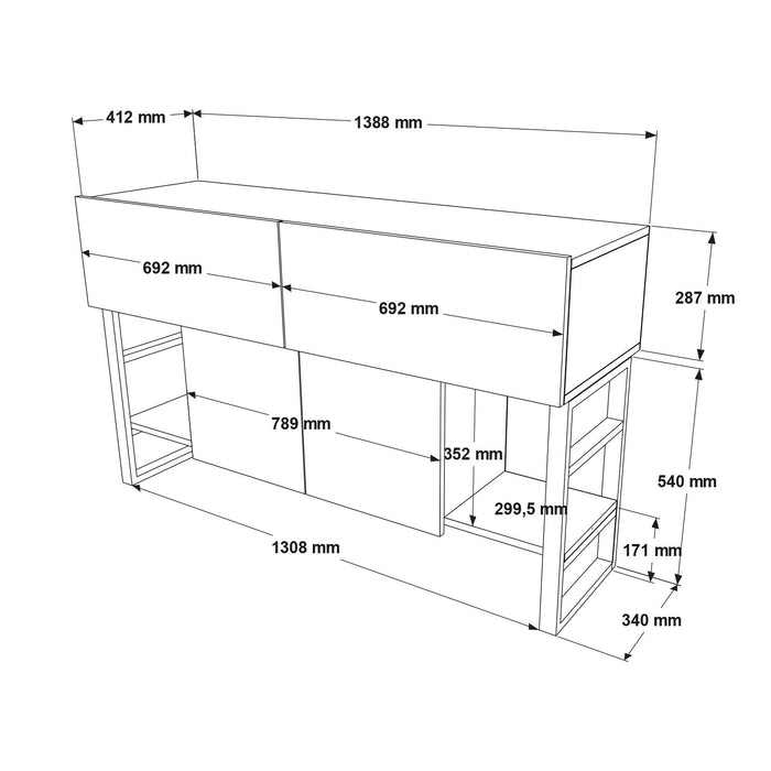 Consola Asi Home ML25 - A, Pin, 140 x84 x43 cm