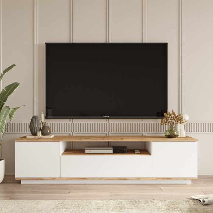 Comoda TV Asi Home FR7 -  Pin/Alb, 180 x45 x45 cm