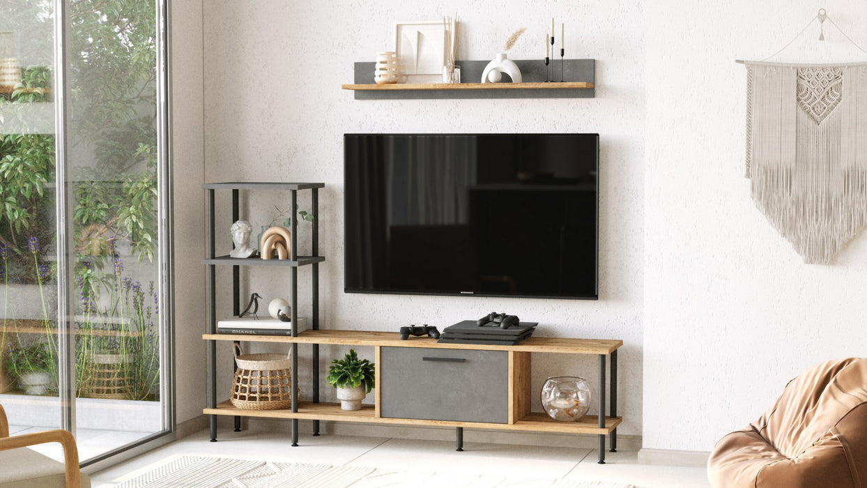 Comoda TV Asi Home NB, 160 cm,  95 cm x 100 cm,  15 cm  x 30 cm,  15 cm , Pin,
Gri