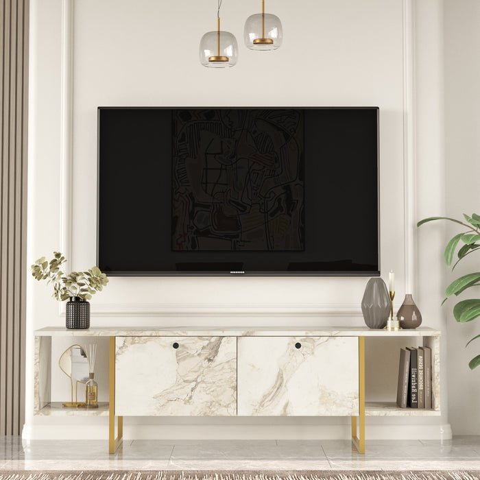 Comoda TV Asi Home VG, 160 cm x 48 cm x 40 cm, Alb,
Auriu