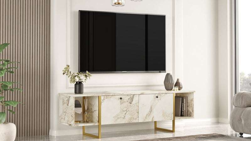 Comoda TV Asi Home VG, 160 cm x 48 cm x 40 cm, Alb,
Auriu