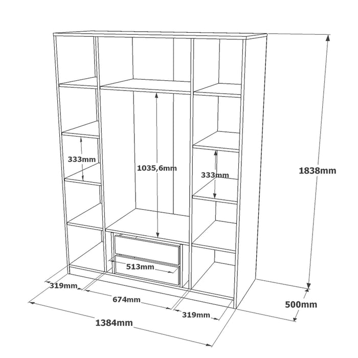 Dulap Asi Home HM2 - W, Alb, 139 x183 x50 cm