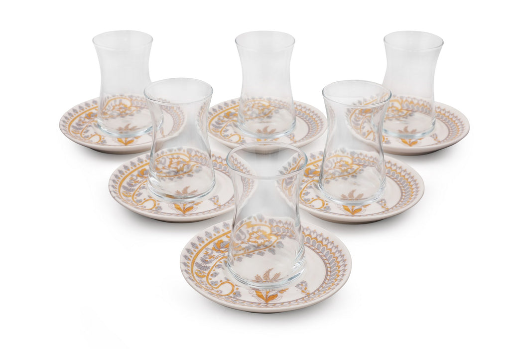 Set de Pahare de Ceai 12 Piese, Crem
Gri
Portocaliu, D6