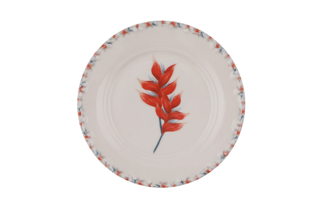 Set Vesela 30 Piese, Asi Home Colorful Leaves D29, Crem Rosu Albastru inchis