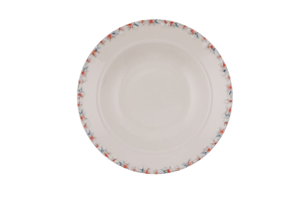 Set Vesela 30 Piese, Asi Home Colorful Leaves D29, Crem Rosu Albastru inchis