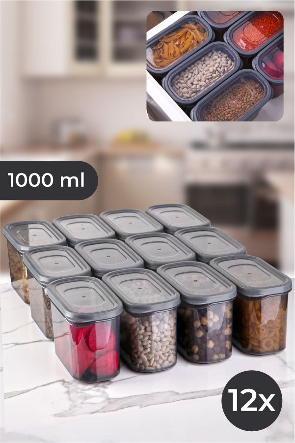 Set Cutii Depozitare, 12 Piese, Asi Home AKY-1000-12, Antracit, Plastic