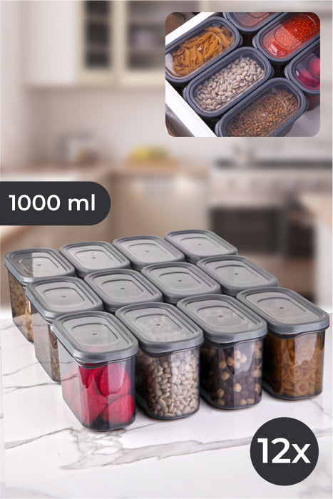 Set Cutii Depozitare, 12 Piese, Asi Home AKY-1000-12, Antracit, Plastic