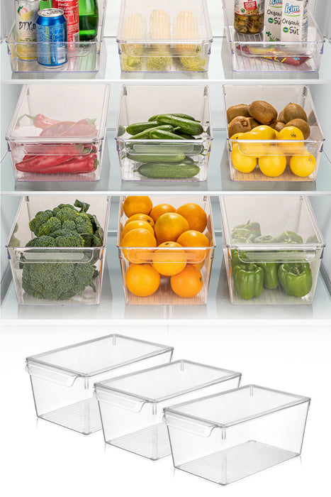 Set Organizator de Frigider 3 Piese, Transparent, 731