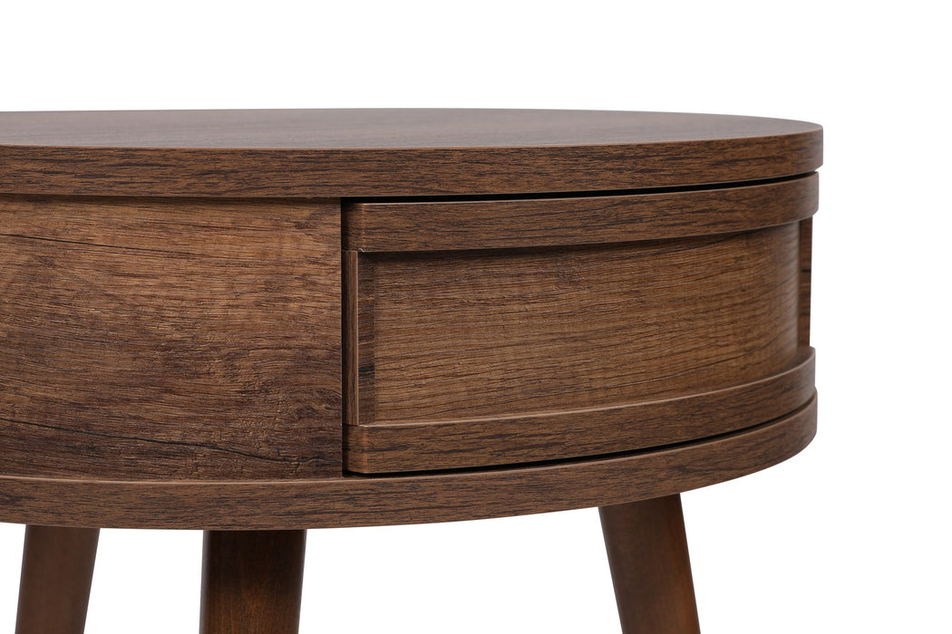 Masuta Laterala Asi Home Yuvarlak - Walnut, Nuc, 50 x60 x50cm