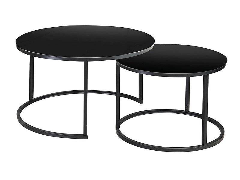 Set Masute de Cafea, 2 Piese, Atlanta D Negru / Negru Mat