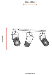 Lustra moderna aplicata Avonni Antic, 3XE27, AR-1830-3EY - AsiHome