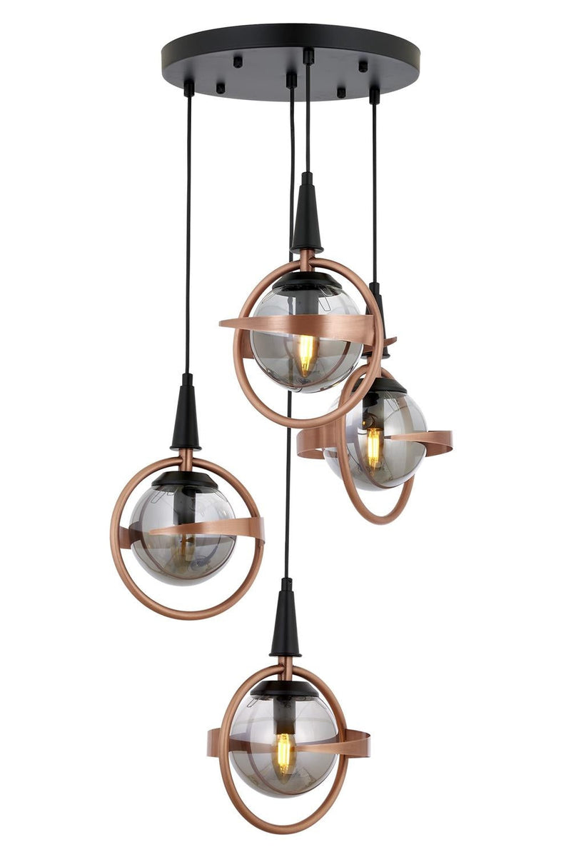 Lustra moderna Avonni Negru/Cupru, 4XE14, AV-1899-4T-BSY - AsiHome