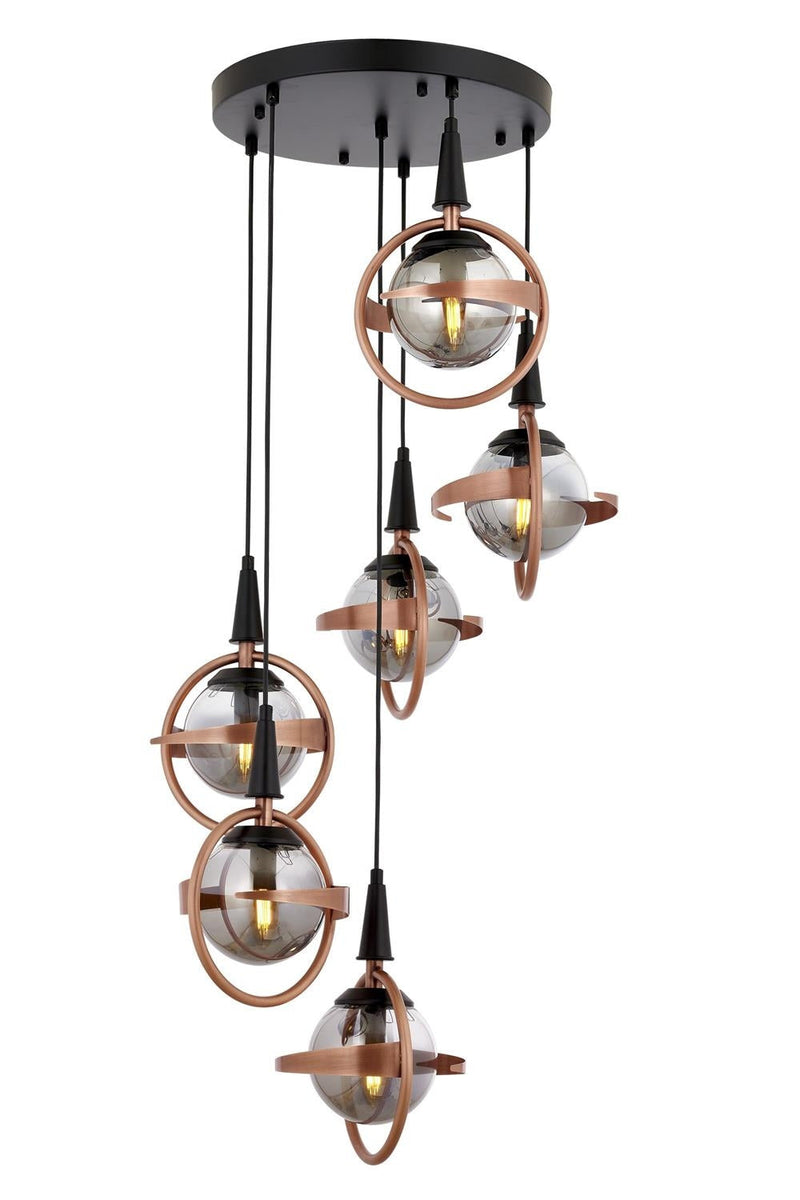 Lustra moderna Avonni Negru/Cupru, 6XE14, AV-1899-6T-BSY - AsiHome