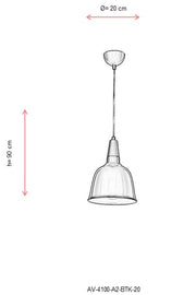 Lustra moderna Avonni Turcoaz, 1XE27, AV-4100-A2-BTK-20 - AsiHome