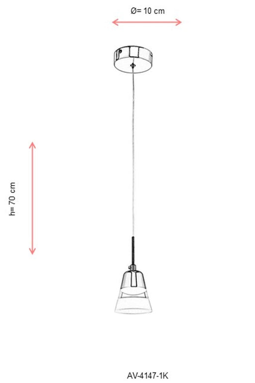 Lustra LED Avonni Crom , 1XLED, AV-4147-1K - AsiHome